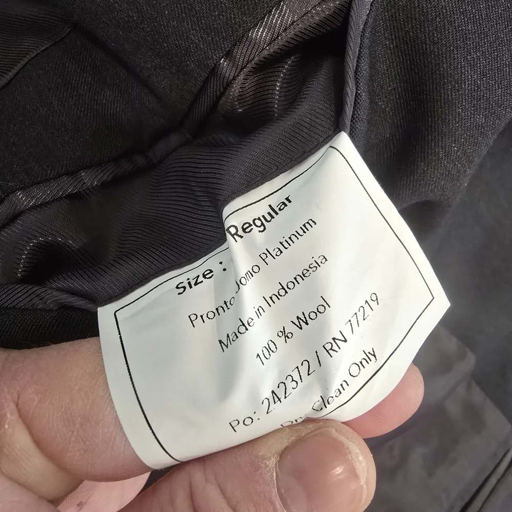 Pronto uomo platinum black‎ Wool suit jacket men's Size 44